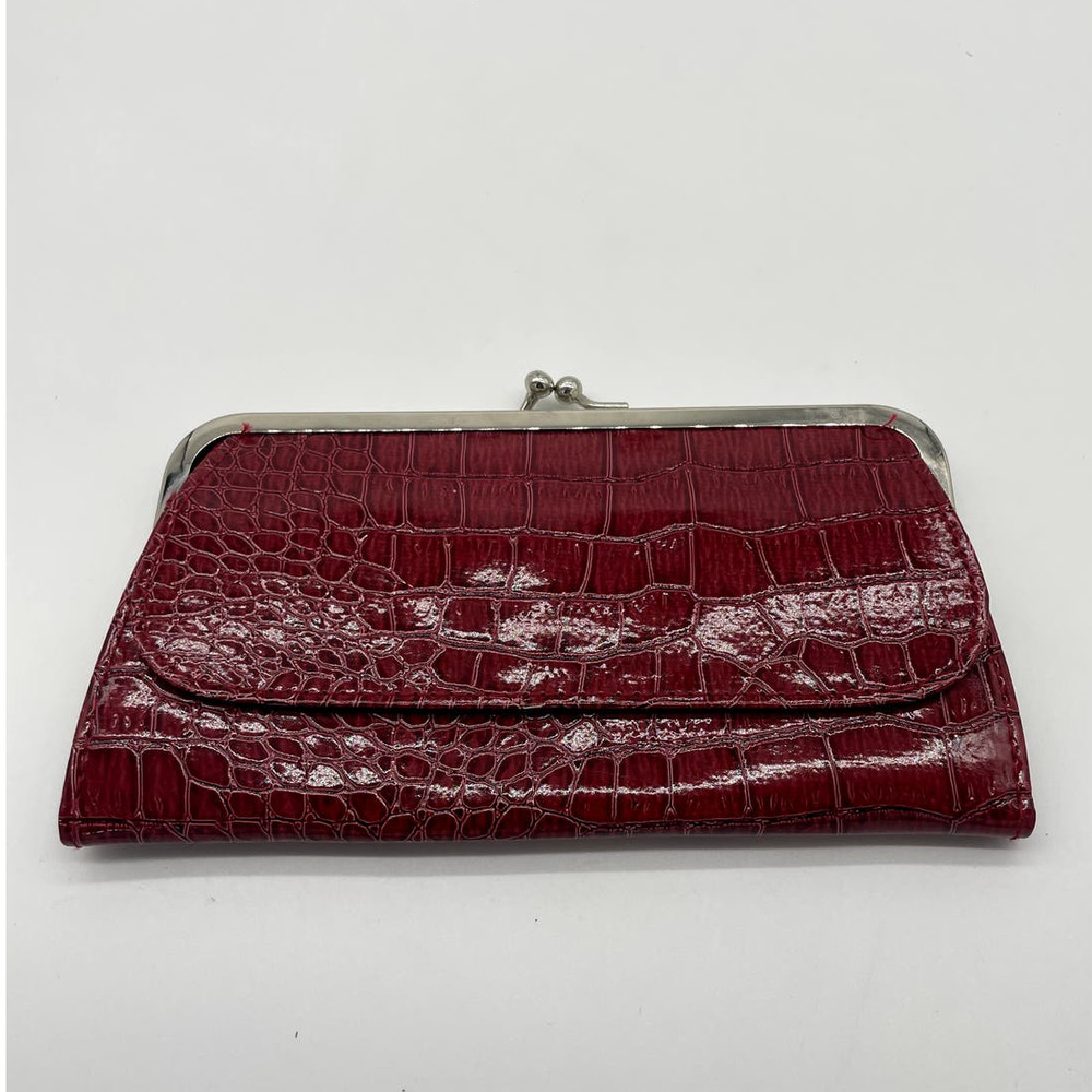 Red Faux Alligator Clutch